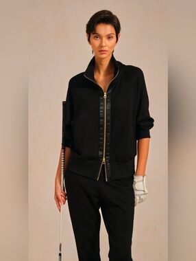 ACEGOLFS UltraSoft Long Sleeve Trimmed Jacket Black Small